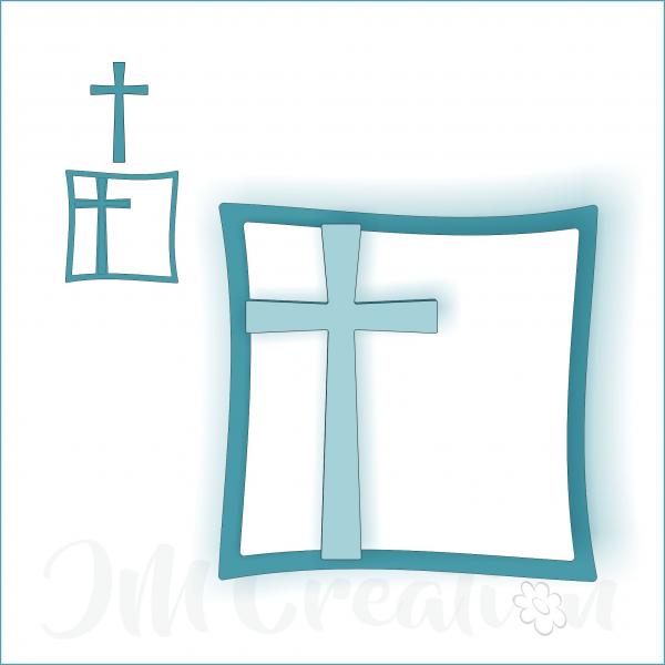 Stanzschablone - Kreuz im Rahmen